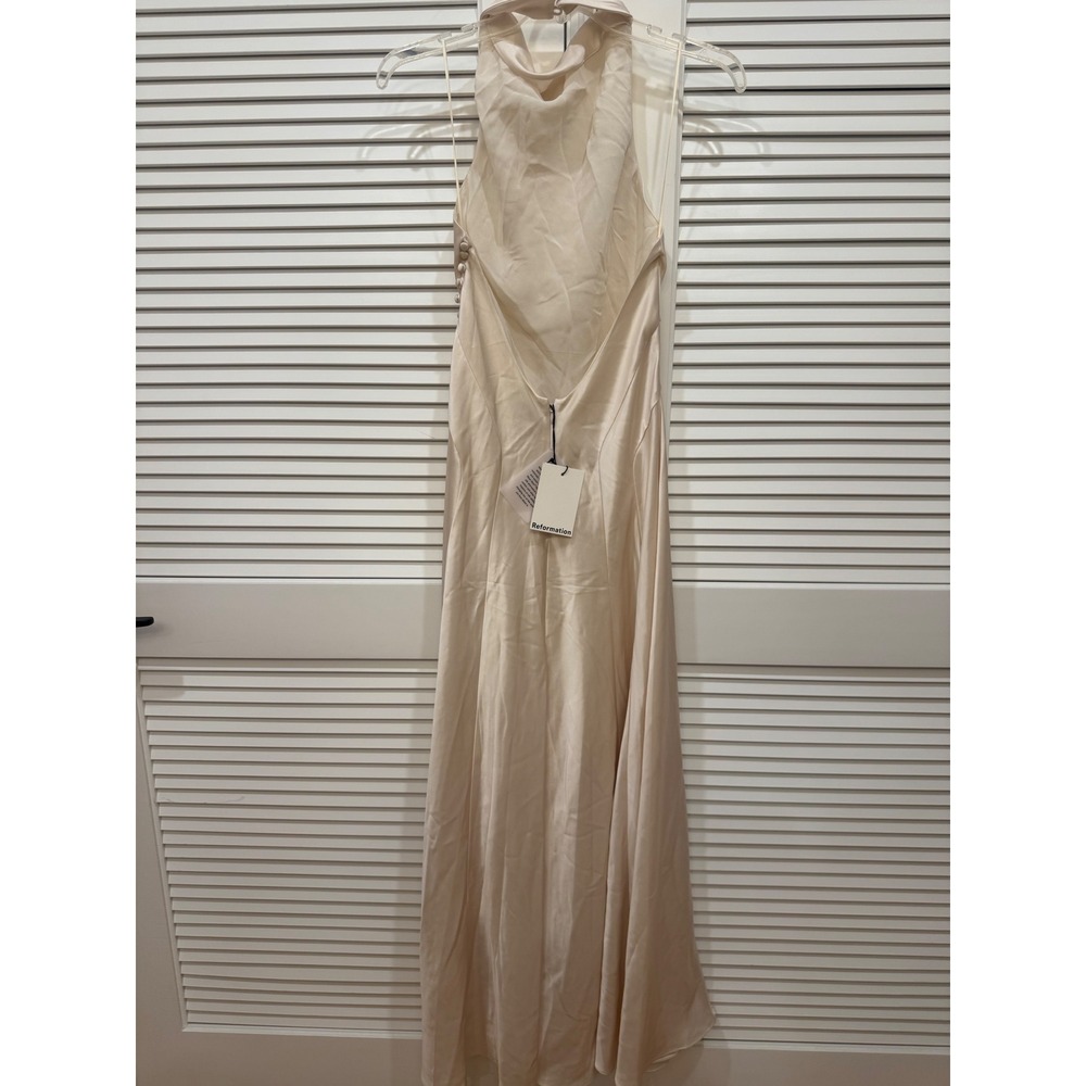 Reformation Roy Satin Maxi Dress Ivory Brand New - Picture 12 of 13